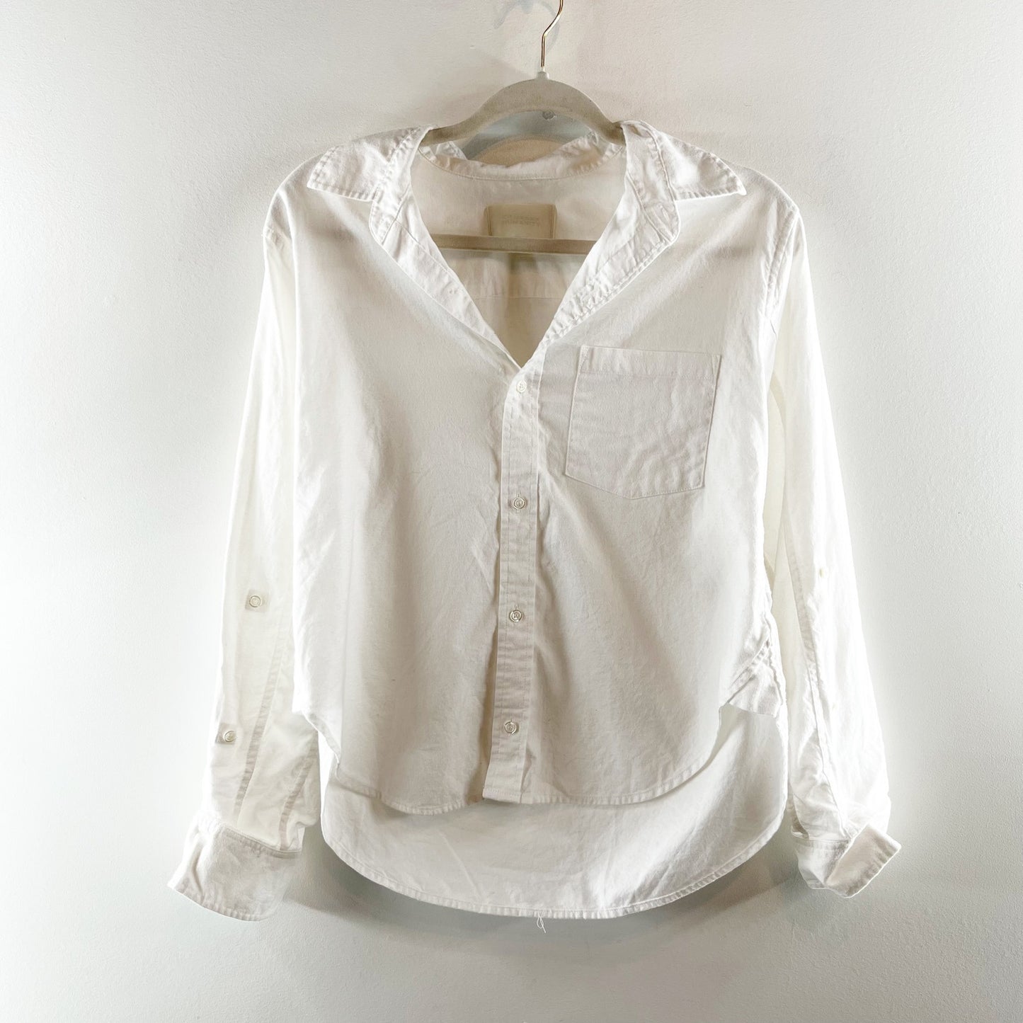 Citizens Of Humanity Kayla Long Sleeve Shrunken Shirt Top Vanilla White XS
