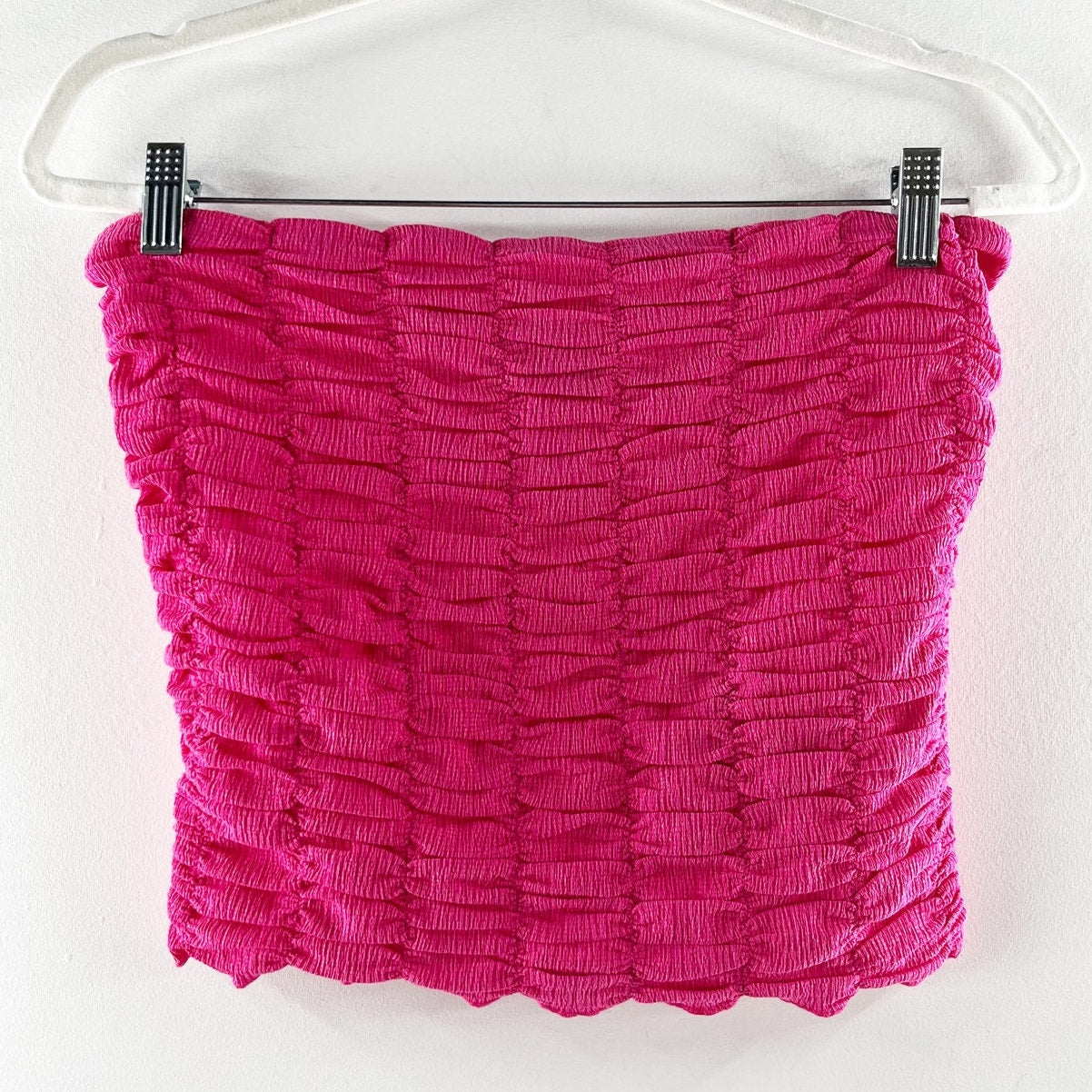 Anthropologie Strapless Ruched Crop Tube Tank Top Pink Medium