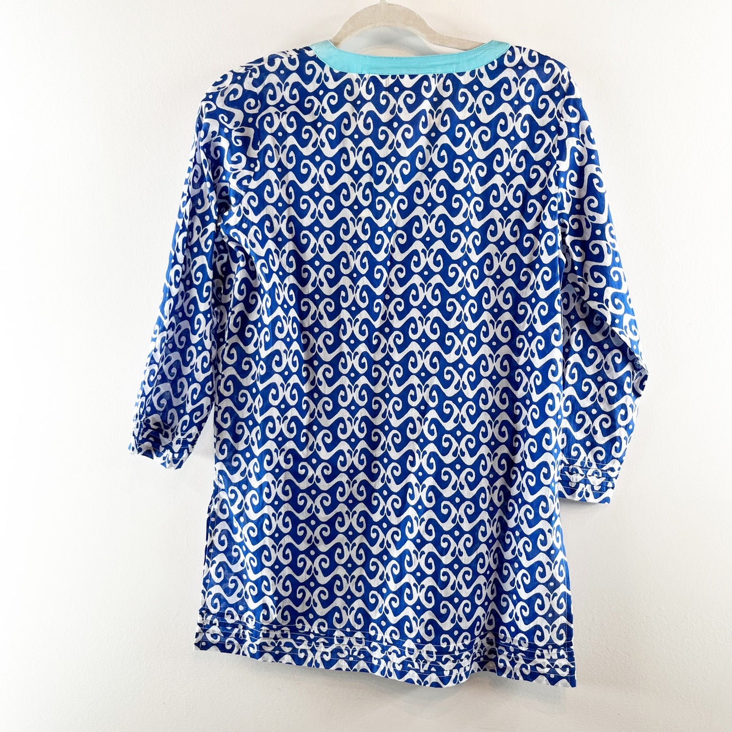 Needham Lane Newport Navy Cotton V Neck 3/4 Sleeve Tunic Top Blue XS