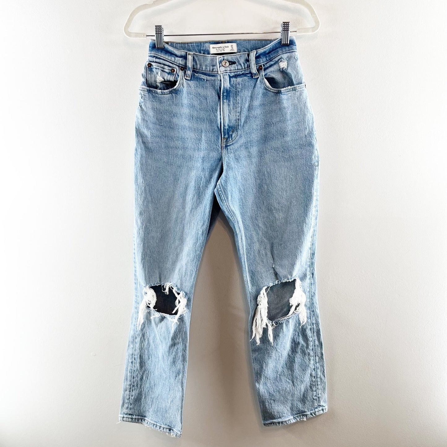 Abercrombie & Fitch Curve Love 90's Straight Ultra High Rise Jeans Blue 4 Petite