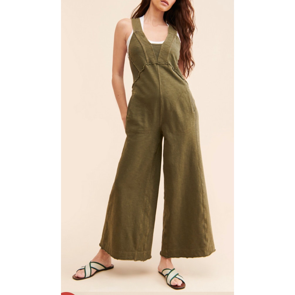 Daily Practice Anthropologie The Palmra One Piece Overall Jumpsuit Moss Green MP