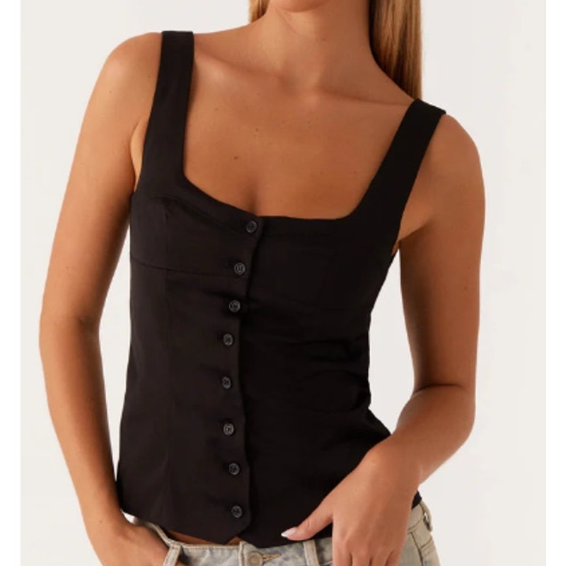 Peppermayo Golden Skies Sleeveless Bustier Panel Tank Top Black 6