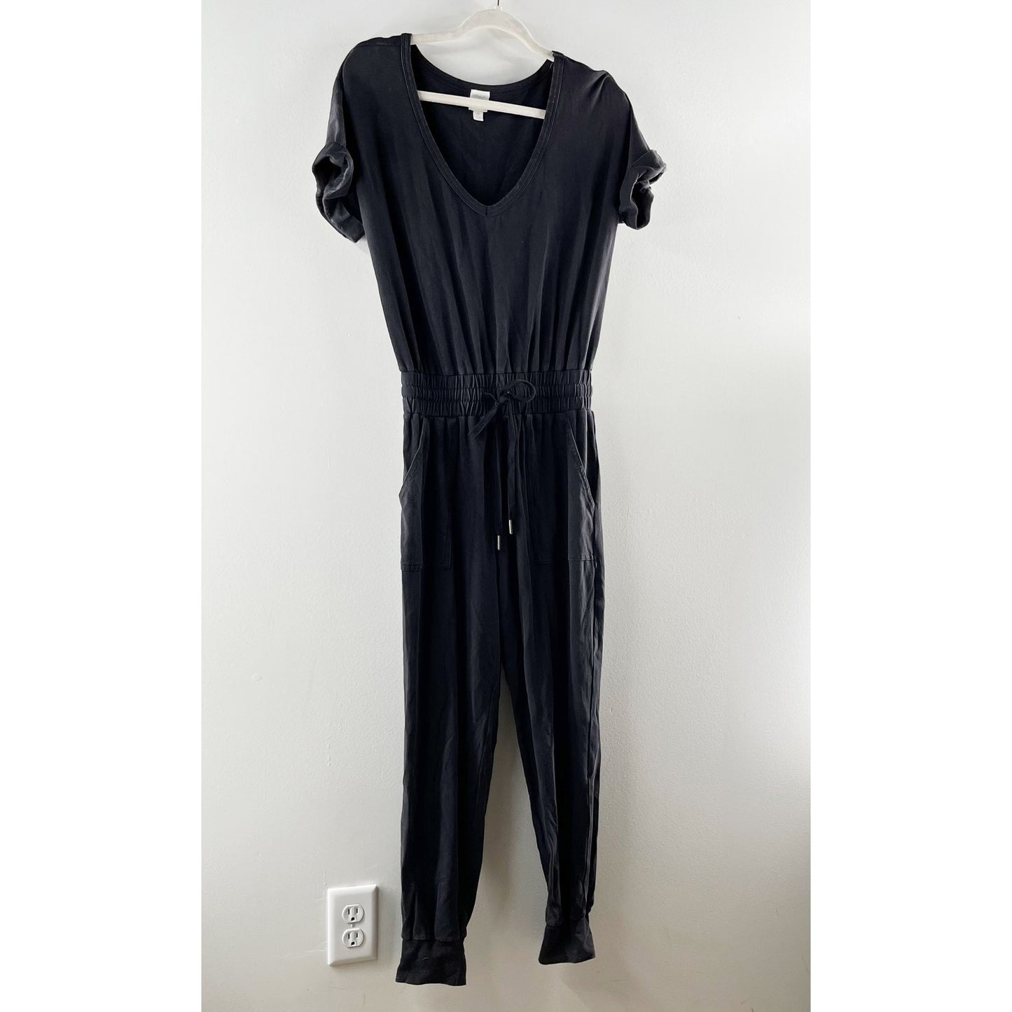 Roan + Ryan Evereve Sloan Short Sleeve Jogger Jumpsuit Black XS