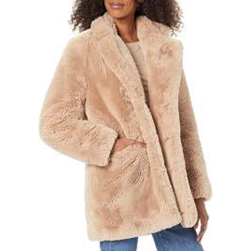 Apparis Sophie Faux Fur Teddy Jacket Coat Brown Tan Medium