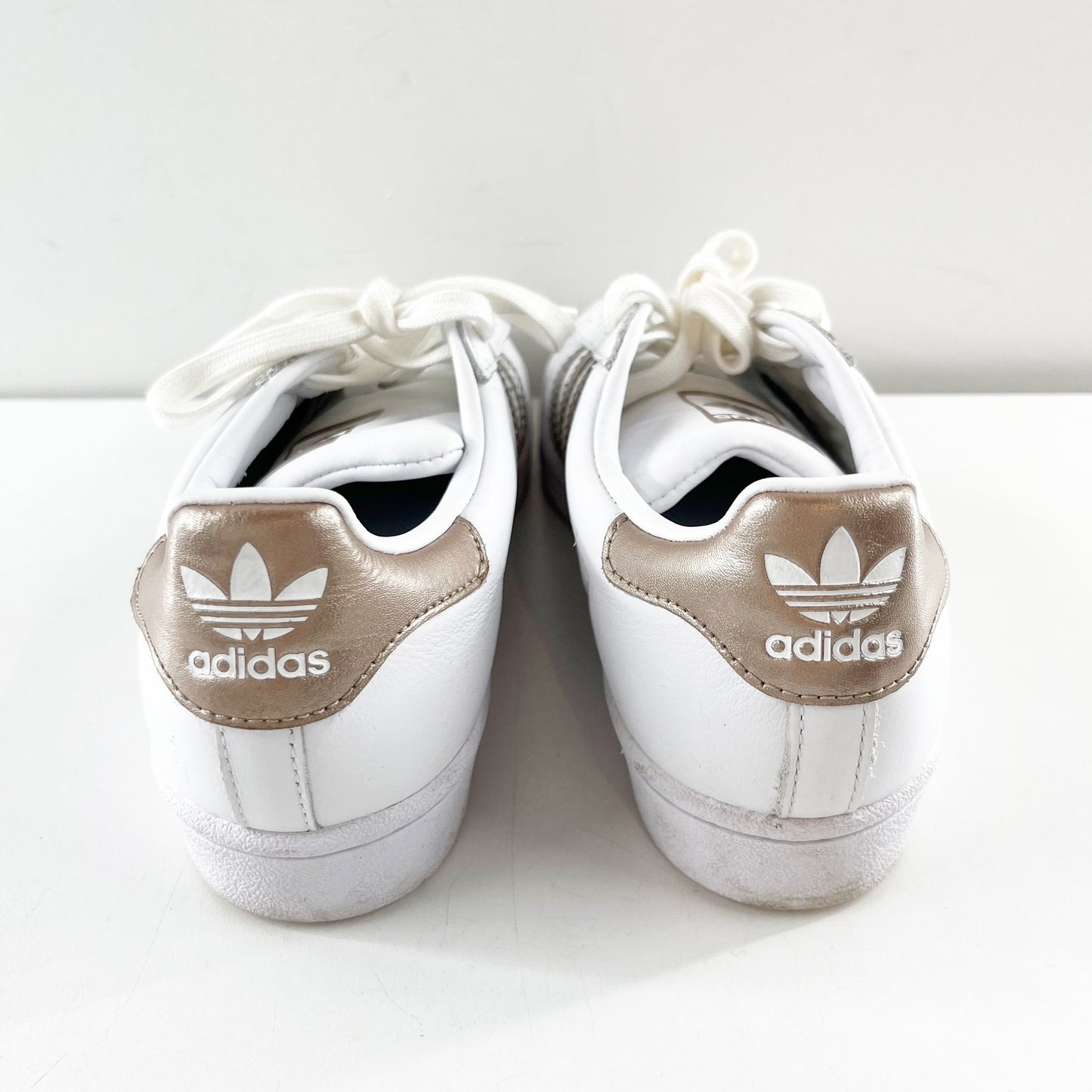 adidas Superstar Leather Low Top Comfort Sneakers White Gold US 6.5