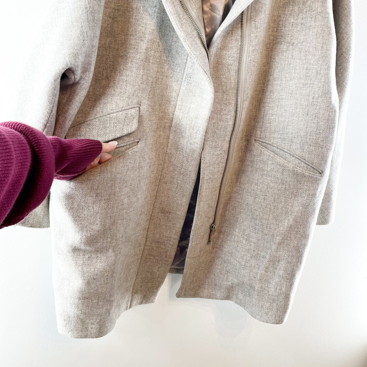 J. Crew Italian Stadium Cloth Wool Blend Long Sleeve Cocoon Overcoat Gray 24