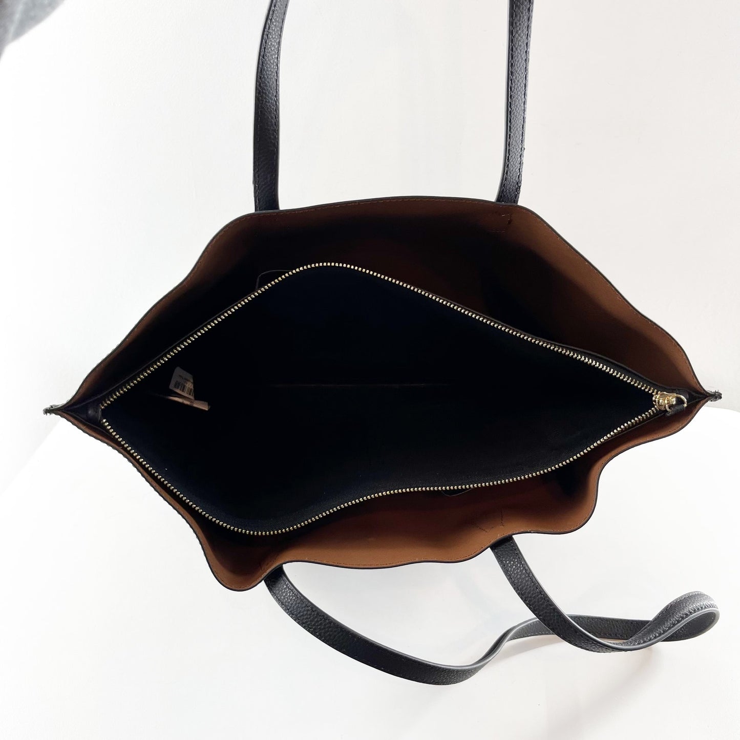 Quince Adeline Leather Triple Compartment Shopper Tote Handbag Purse Black