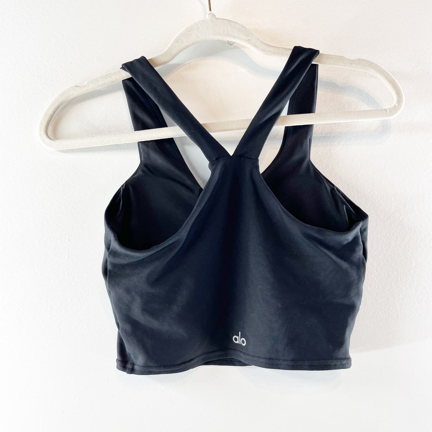 Alo Yoga Airbrush Real V-Neck Bra Tank Top Black Small