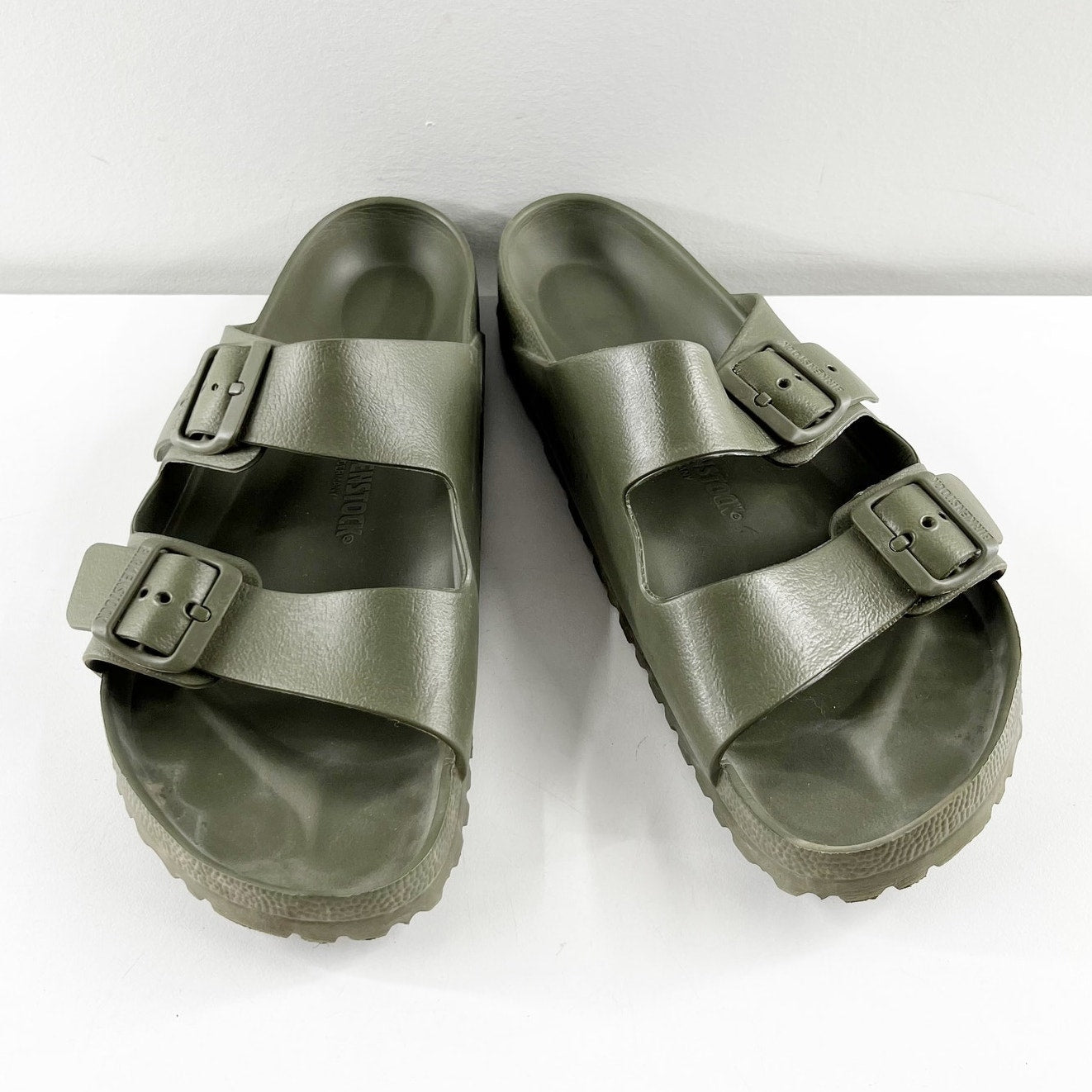 Birkenstock Arizona Double Buckle EVA Sandals in Khaki Green W 12 / M 10