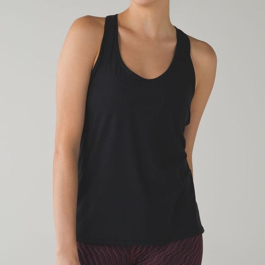 Lululemon Tranquil Sleeveless Scoop Neck Mesh Keyhole Back Active Tank Black