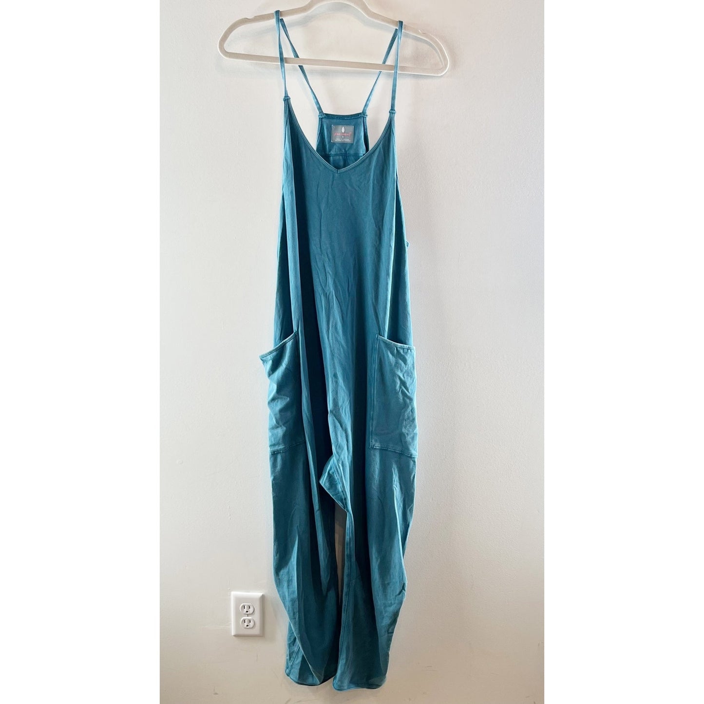 Free People Movement Hot Shot Harem Sleeveless Tank Onesie Jumpsuit Teal Blue S