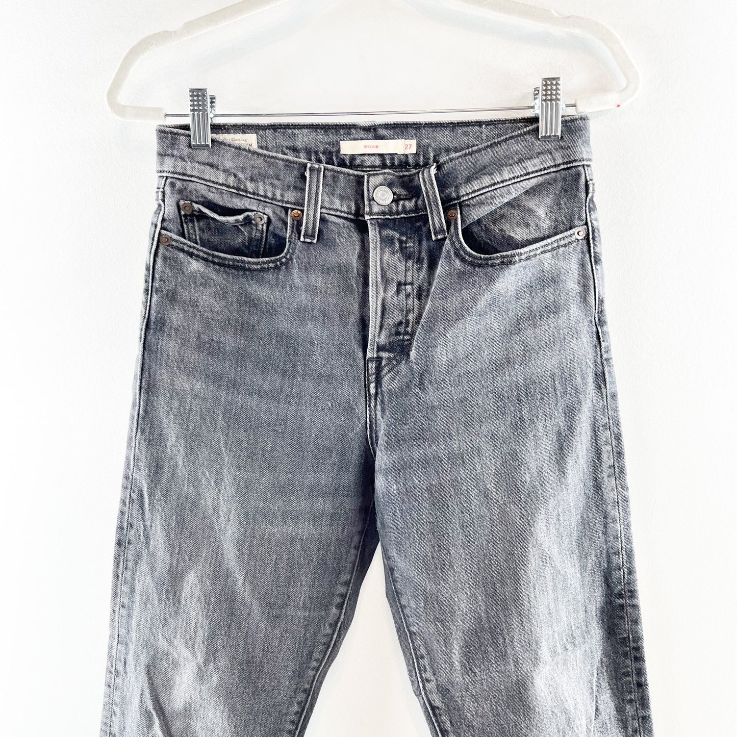 Levi's High Rise Button Fly Wedgie Icon Fit Ankle Straight Leg Jeans Black 27
