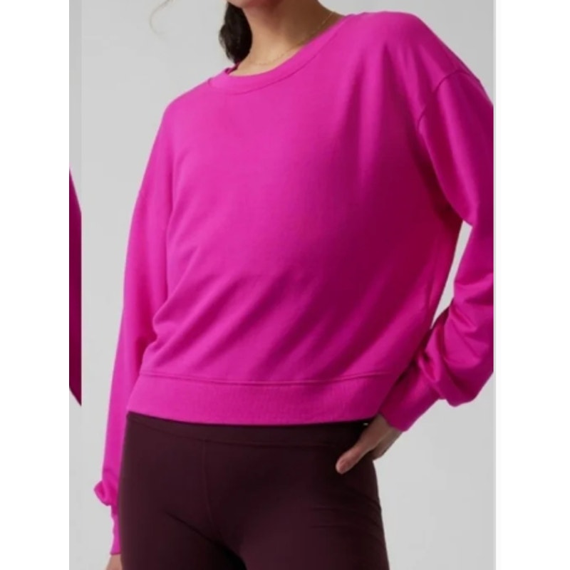Athleta Savasana Twist Back Sweatshirt Long Sleeve Electric Fuchsia Pink Small