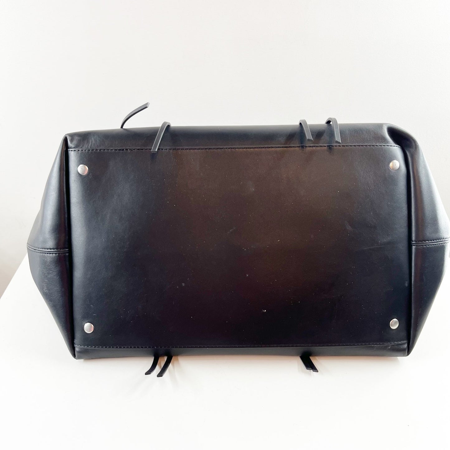 Banana Republic Leather East-West Tote Bag Purse Black Large