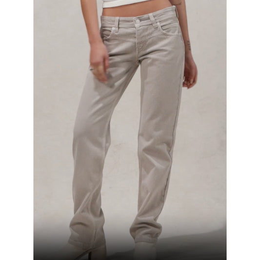 Free People We The Free Shelby Low-Rise Boyfriend Jeans Ocean Pearl Tan 26