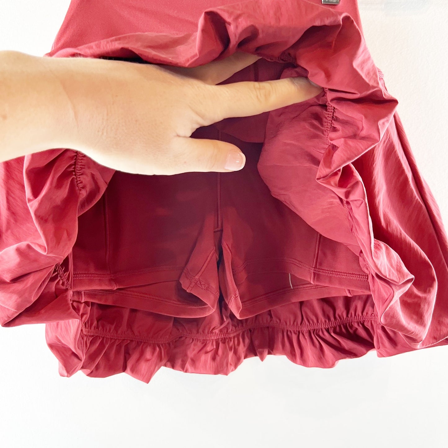 Aerie Offline Real Me Bubble Mini Skort Skirt Summer Burgundy Red Small