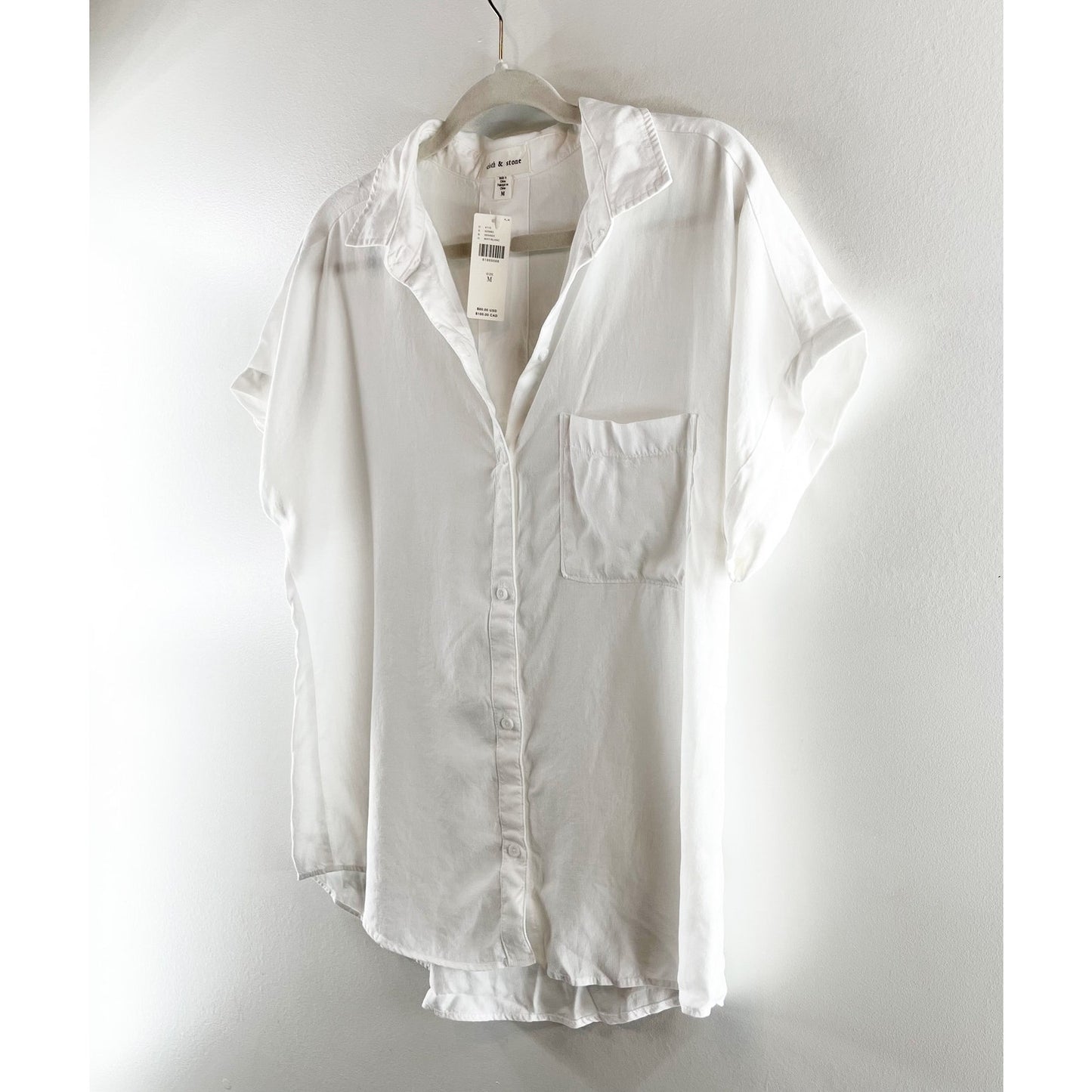 Cloth & Stone by Anthropologie Breezy Short Sleeve Buttondown Shirt White Medium