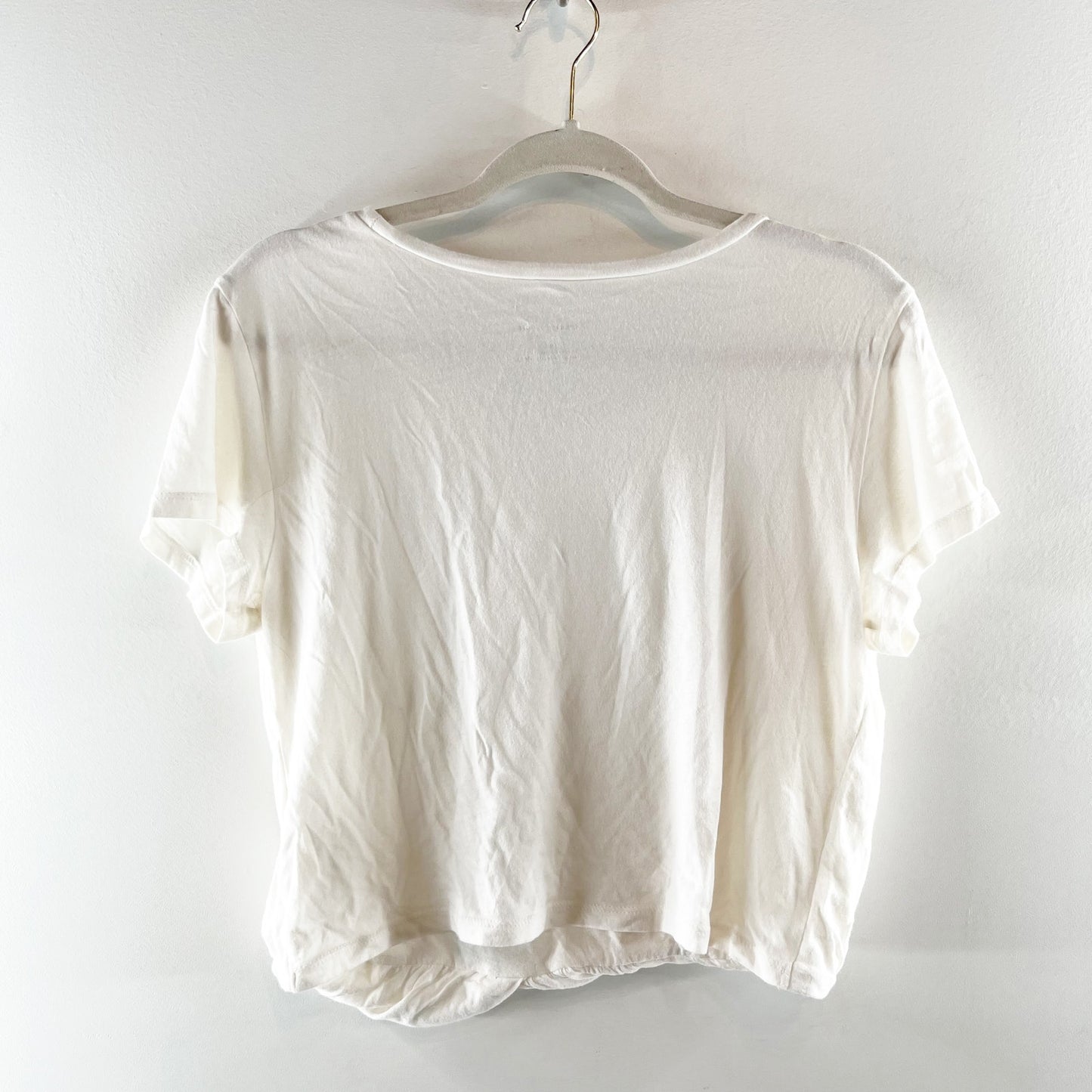 Anthropologie Short Sleeve Draped Crewneck Tee Shirt White Medium