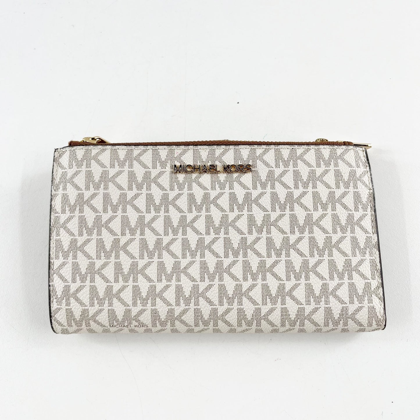 Michael Kors Jet Set Canvas Bi Fold Logo Wallet Cream Brown