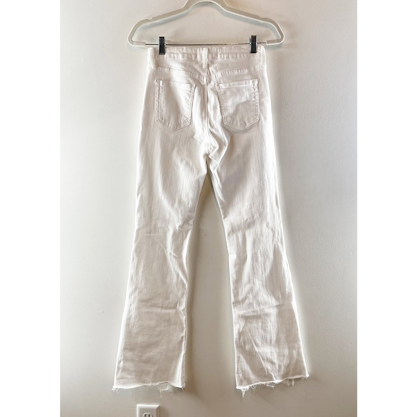 Just Black Denim High Rise Flare Raw Hem Jeans White 27
