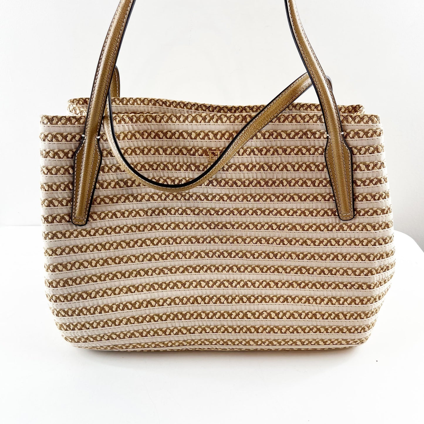 Eric Javits Squishee Isla Straw Bag Peanut Beige Tan