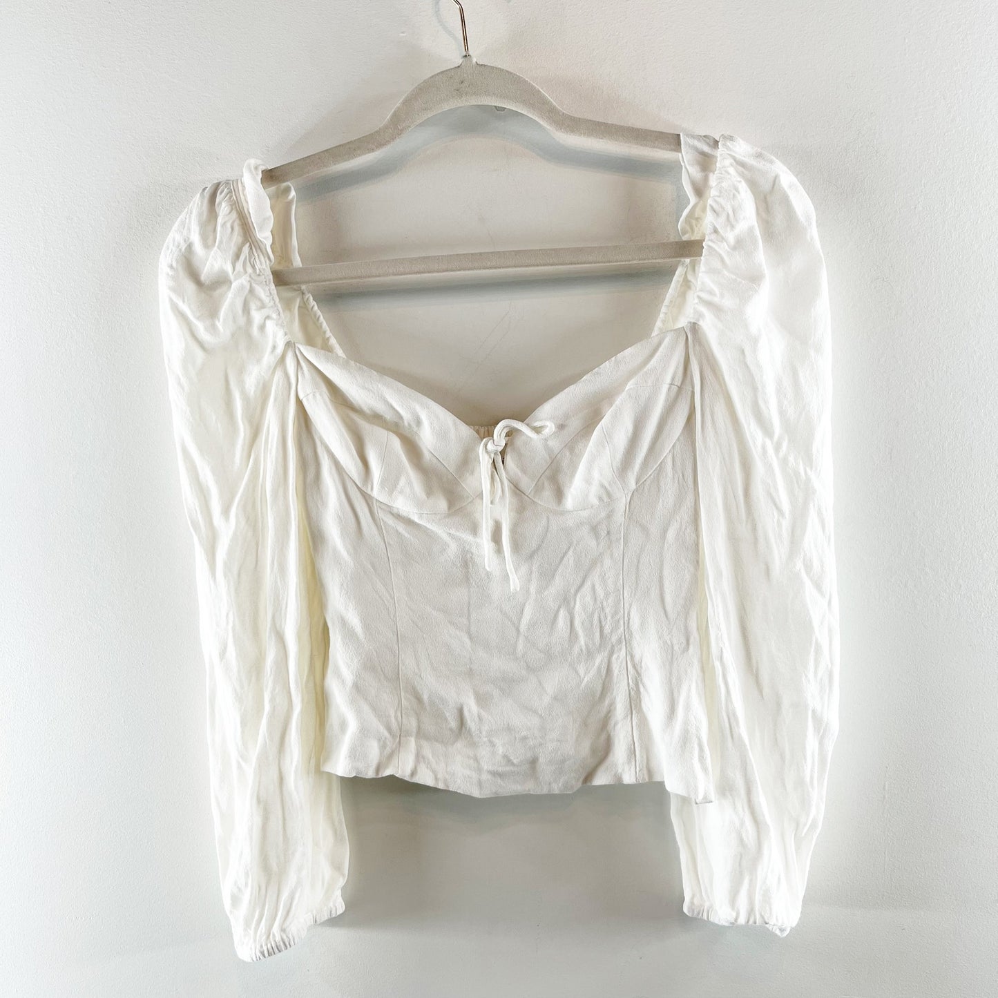 Wilfred Aritzia Novella Puff Long Sleeve Sweetheart Blouse White XS