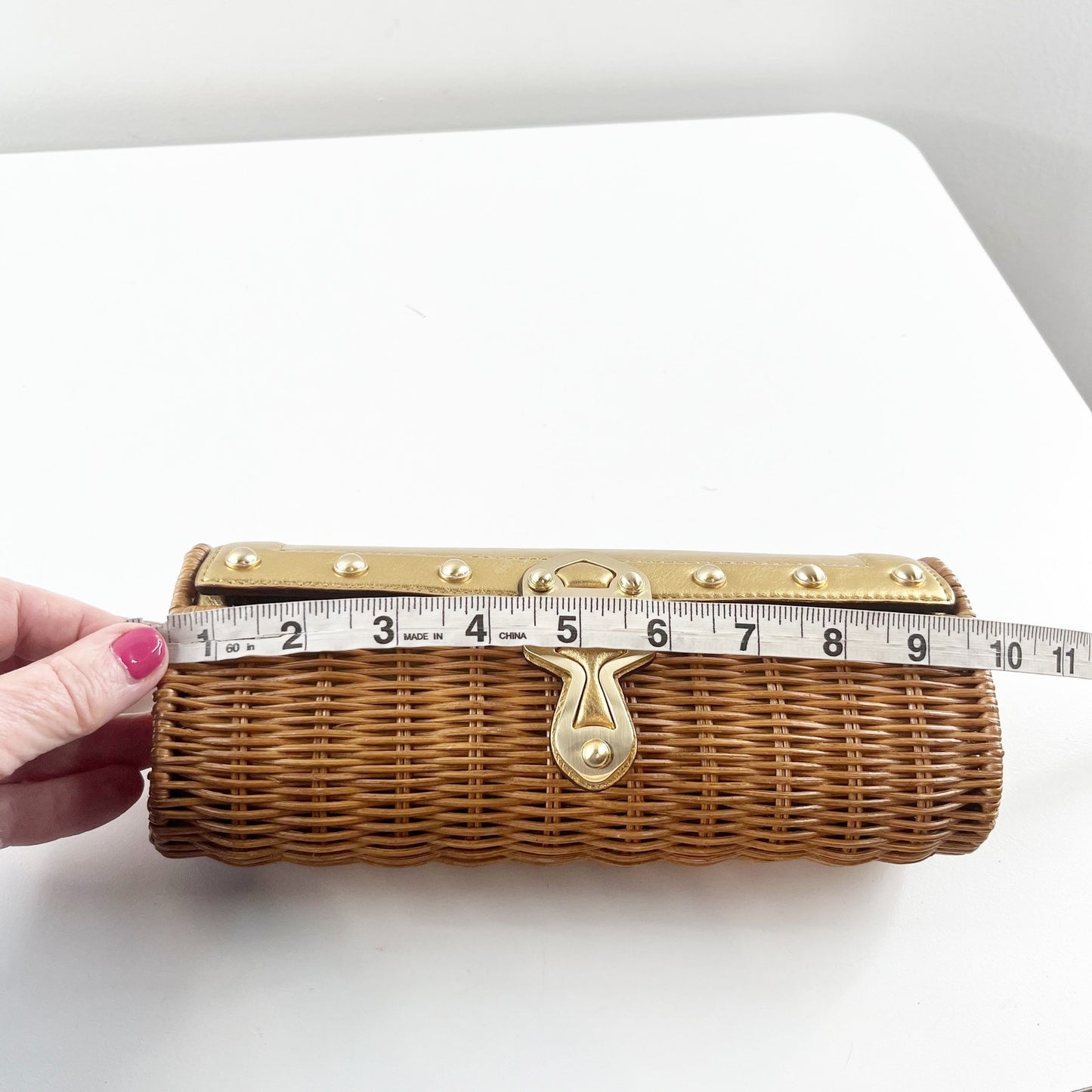 Michael Kors Santorini Wicker Rattan Reed Leather Long Clutch Brown