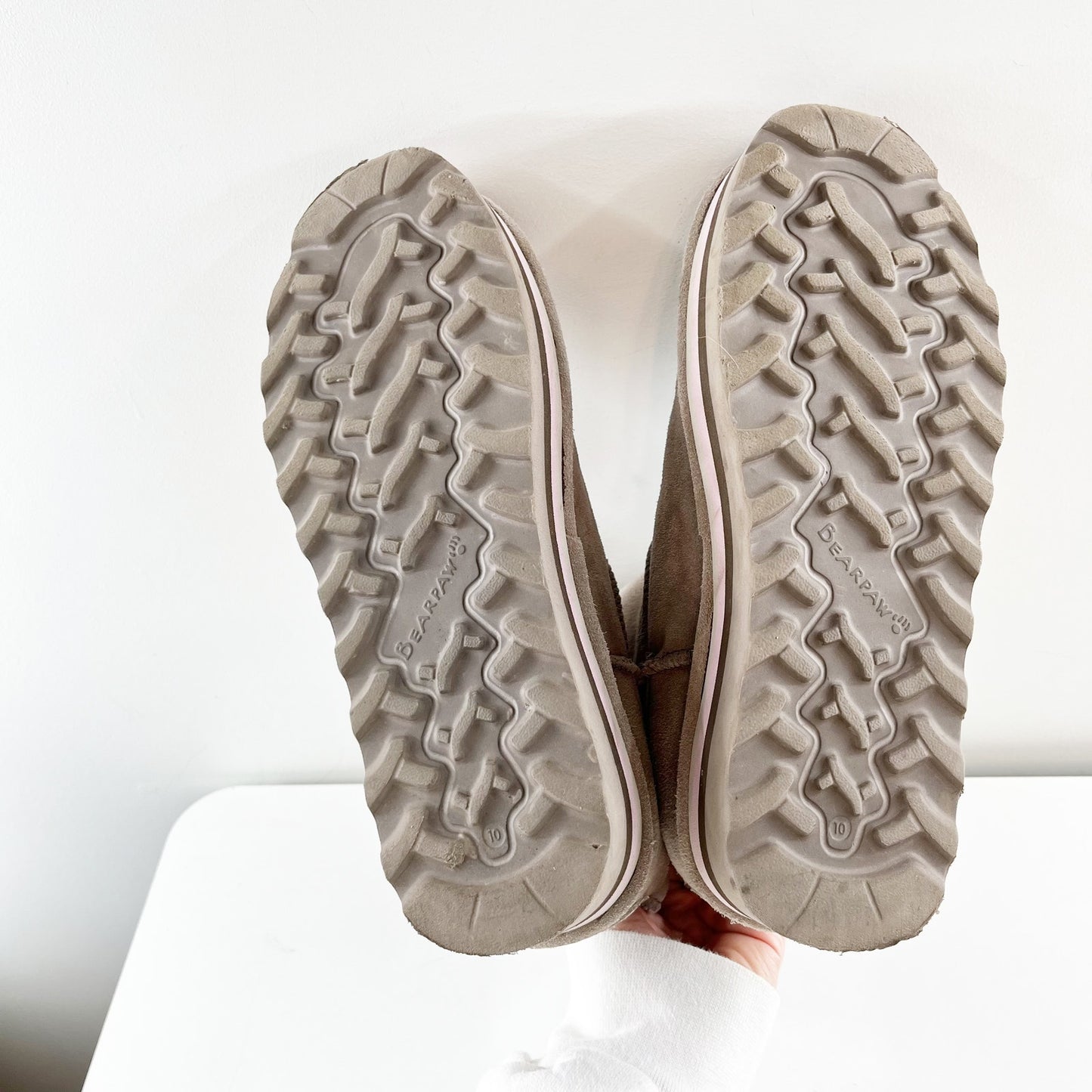 Bearpaw Retro Elle Platform Shearling Lined Mid Calf Boots Beige Tan 10