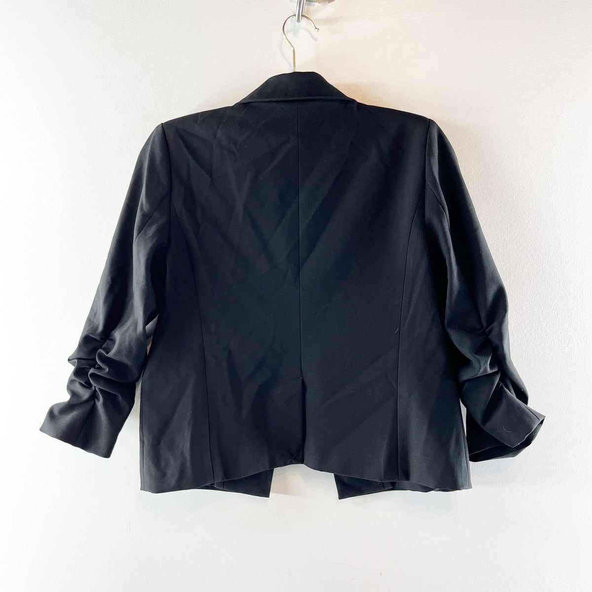 Evereve Black Ruched 3/4 Sleeve Cropped Blazer Jacket XS