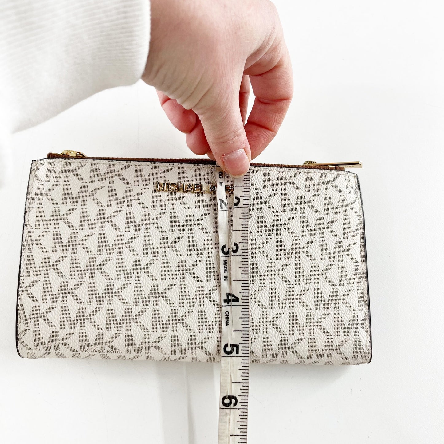 Michael Kors Jet Set Canvas Bi Fold Logo Wallet Cream Brown