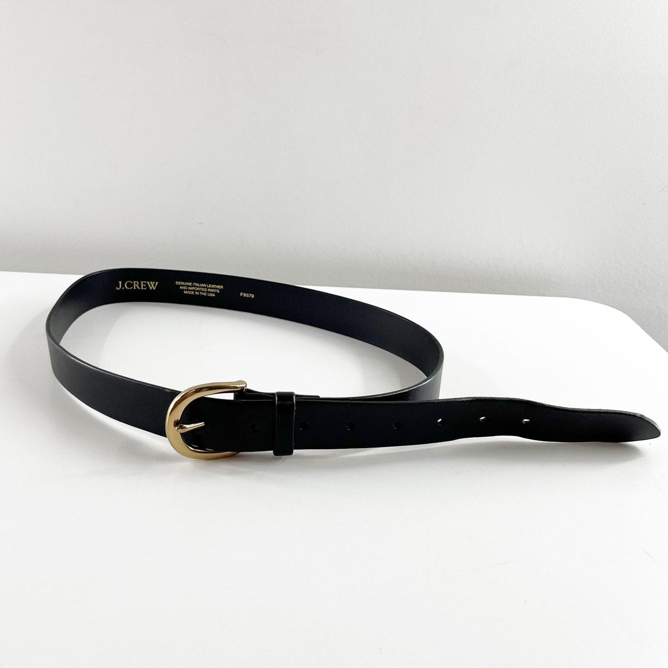 J. Crew Genuine Italian Leather Adjustable Classic Waist Belt Black Small