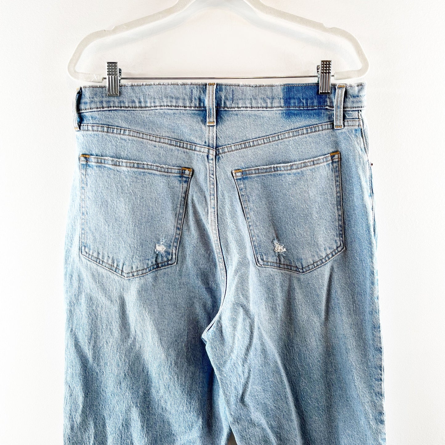 Abercrombie The 90's Straight Leg Ultra High Rise Slit Hem Jeans Blue 32 / 14 L