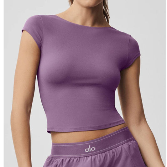 Alo Alosoft Back For More Tee Shirt Top Plum Kiss Purple Small