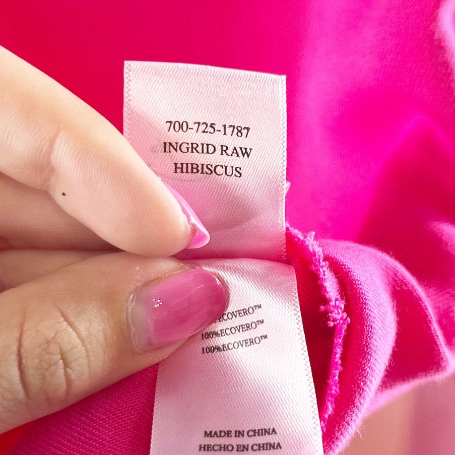Rails Ingrid Long Sleeve Button Down Shirt Raw Hem Hibiscus Pink Small