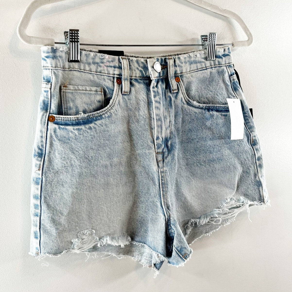 Blank NYC The Reeve Ultra High Rise Jean Distressed Cutoff Shorts Blue 27