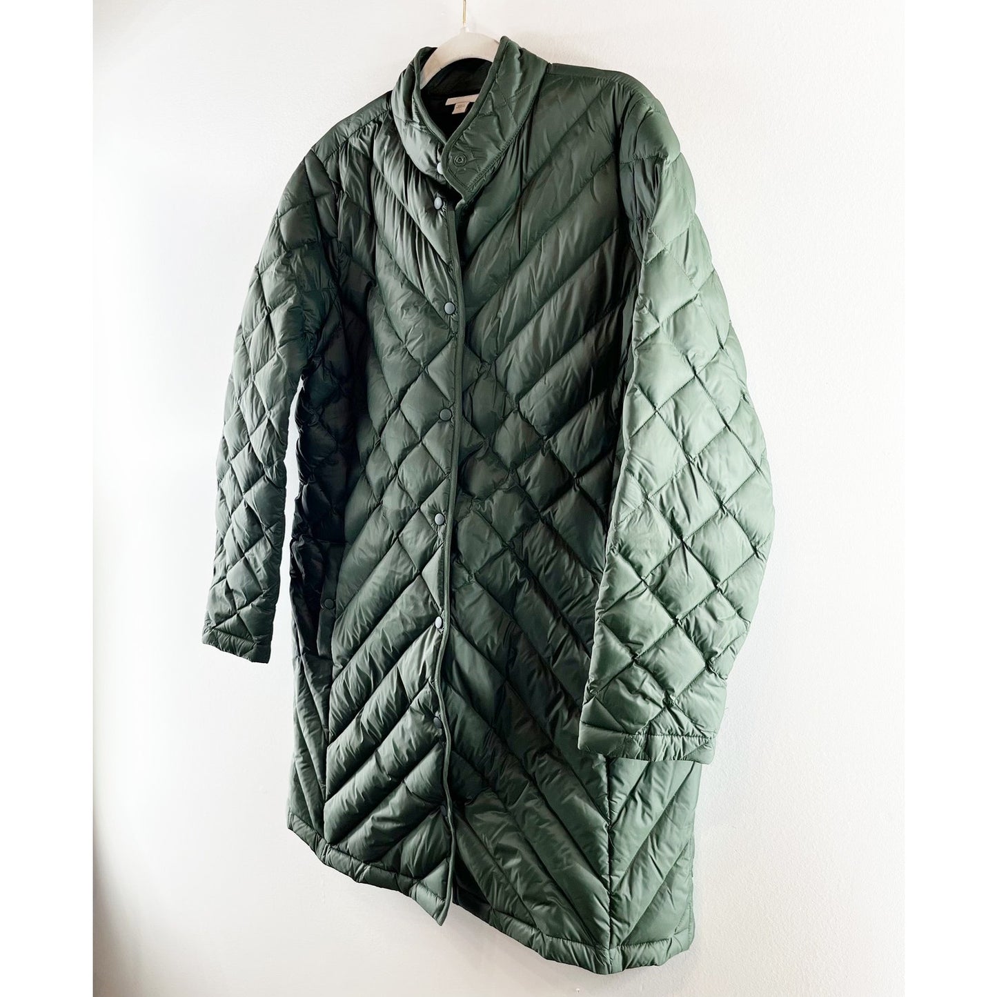 J. Jill Longline Down Quilted Puffer Coat Jacket Green Large