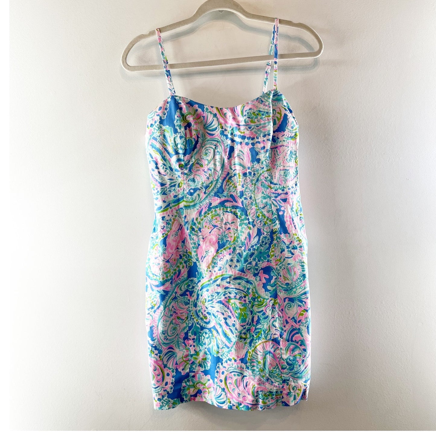 Lilly Pulitzer Shelli Sleeveless Spaghetti Strap Mini Dress Blue Pink 8