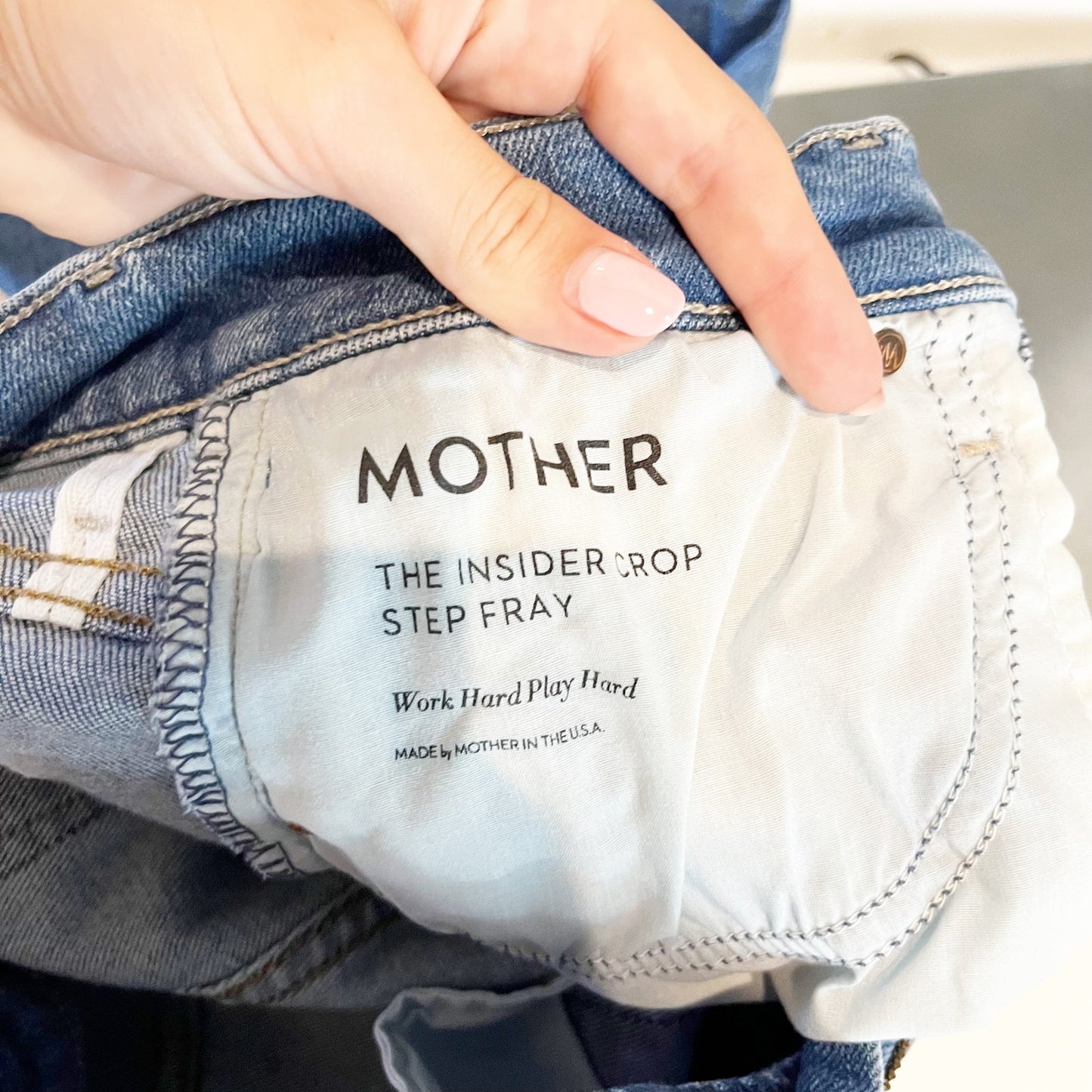Mother The Insider Step Fray Denim Crop Bootcut Jeans Work Hard Play Hard 29