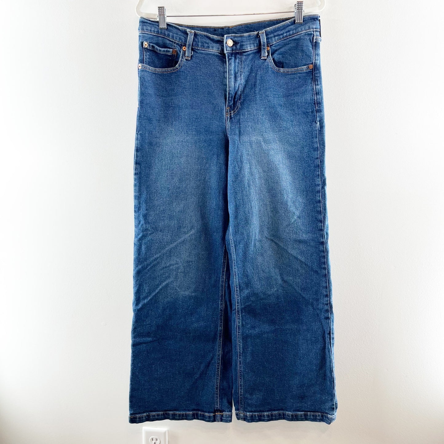 GAP High Rise Stride Wide Leg Jeans Medium Indigo Blue 32 / 14