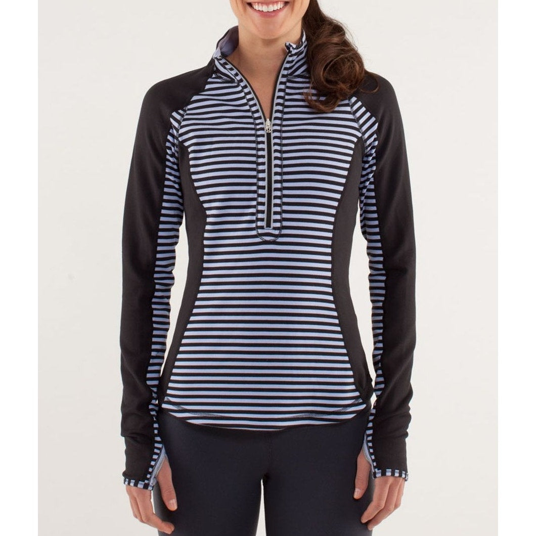 Lululemon Run: U-Turn Pullover Reversible Classic Stripe Polar Haze Black 4