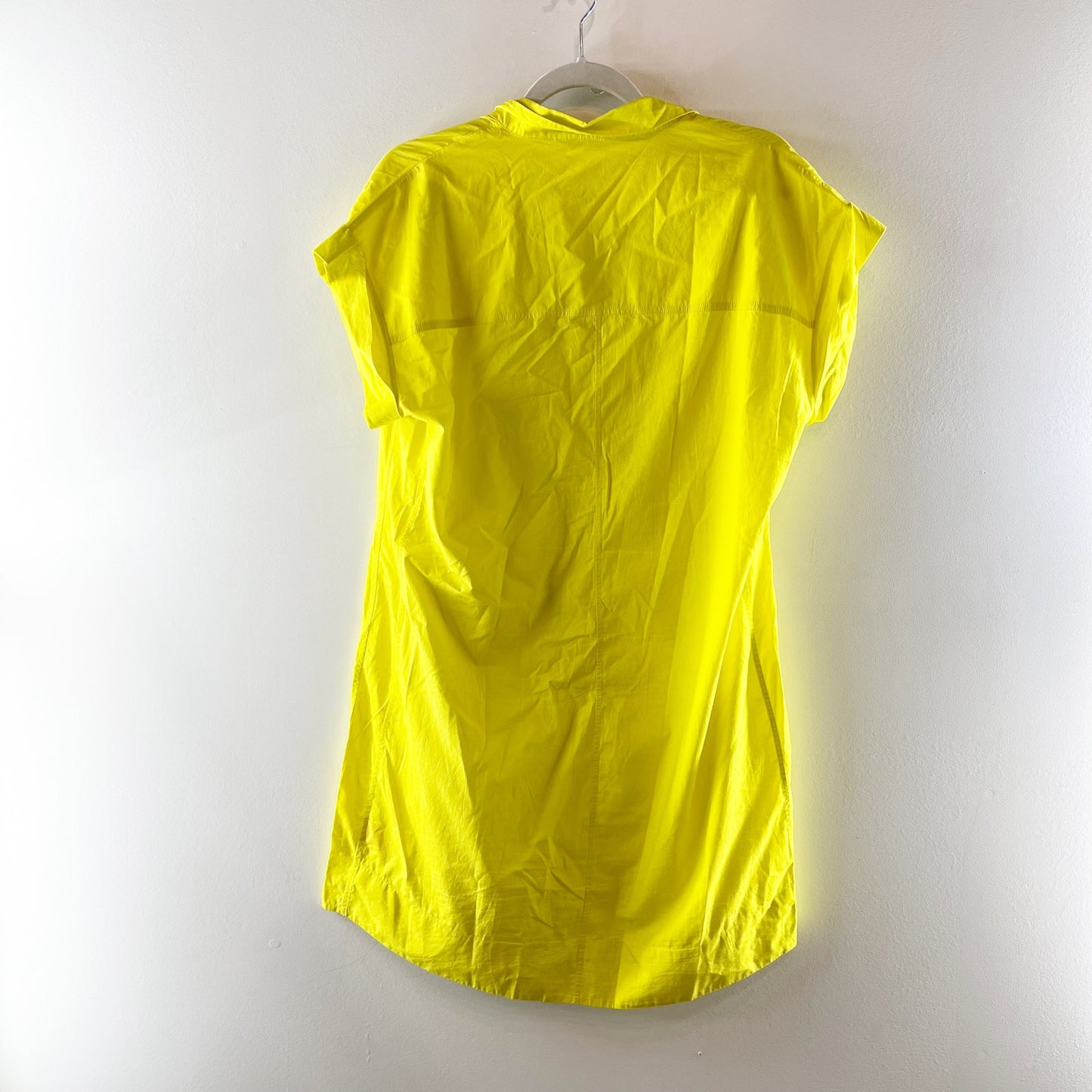 Oliphant Tuckernuck Cotton Poplin Short Sleeve Mini Shift Dress Yellow Large