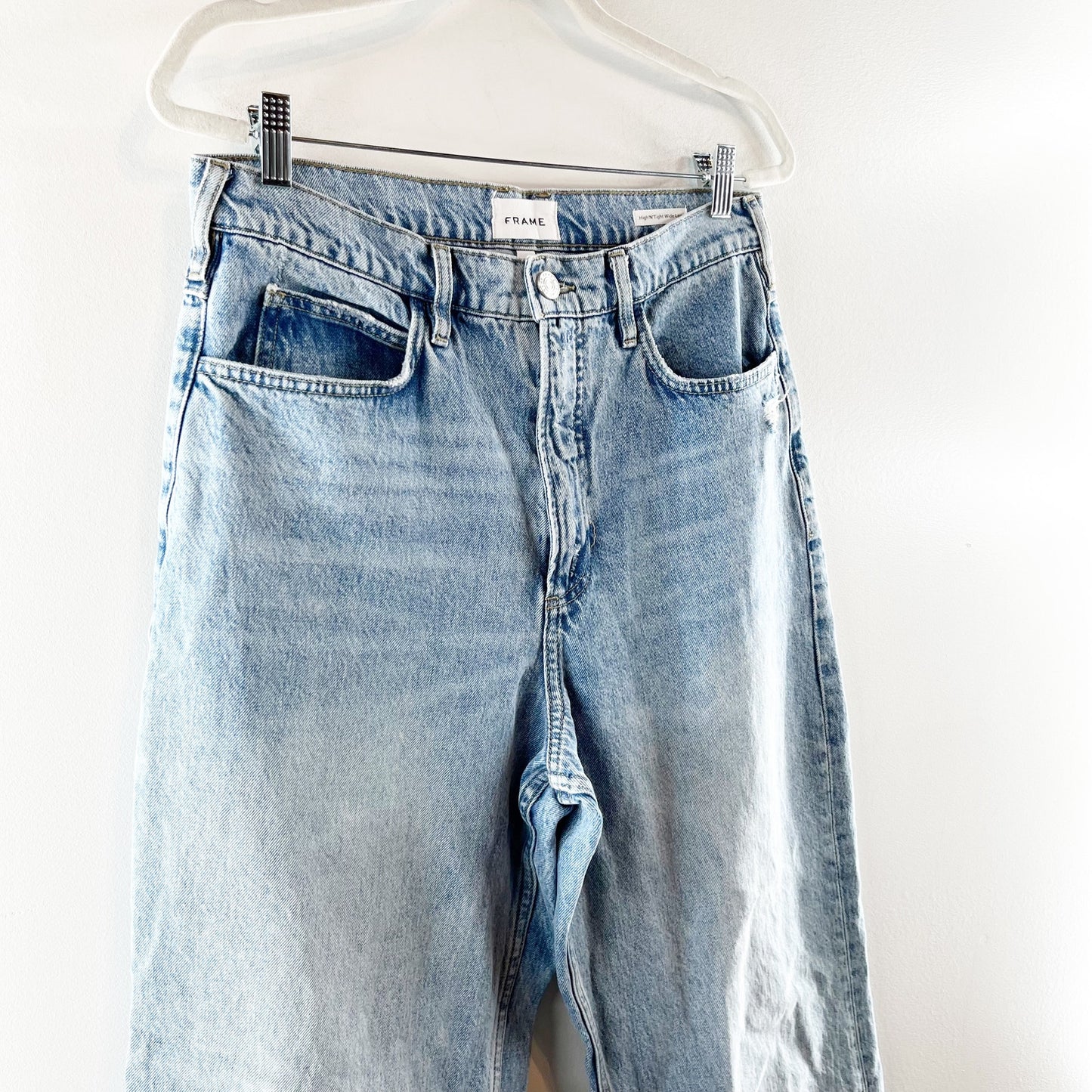 FRAME Le High N Tight High Rise Wide Leg Step Hem Jeans Blue 30 / 10