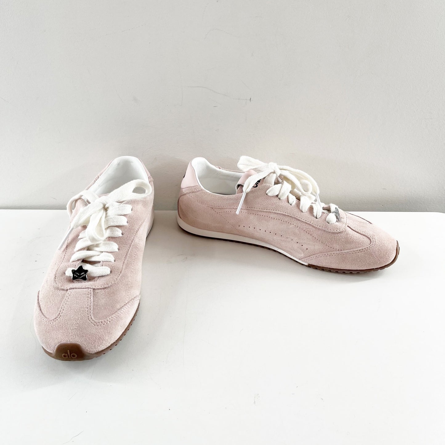 Alo + Jisoo Sunset Low Top Suede Sneakers Bloom Pink 7.5