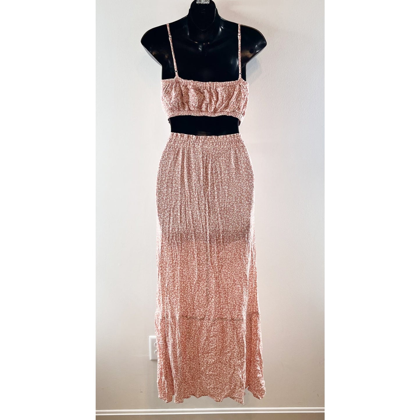 Abercrombie Animal Print Crop Tank Top & Maxi Skirt Matching Set Pink M/L