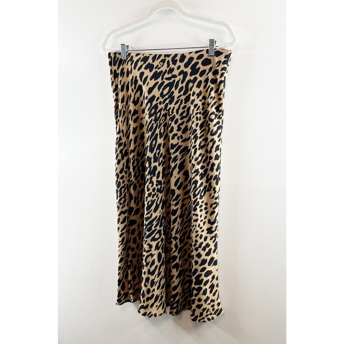 Banana Republic Leopard Midi Slip Skirt Tan Black Medium