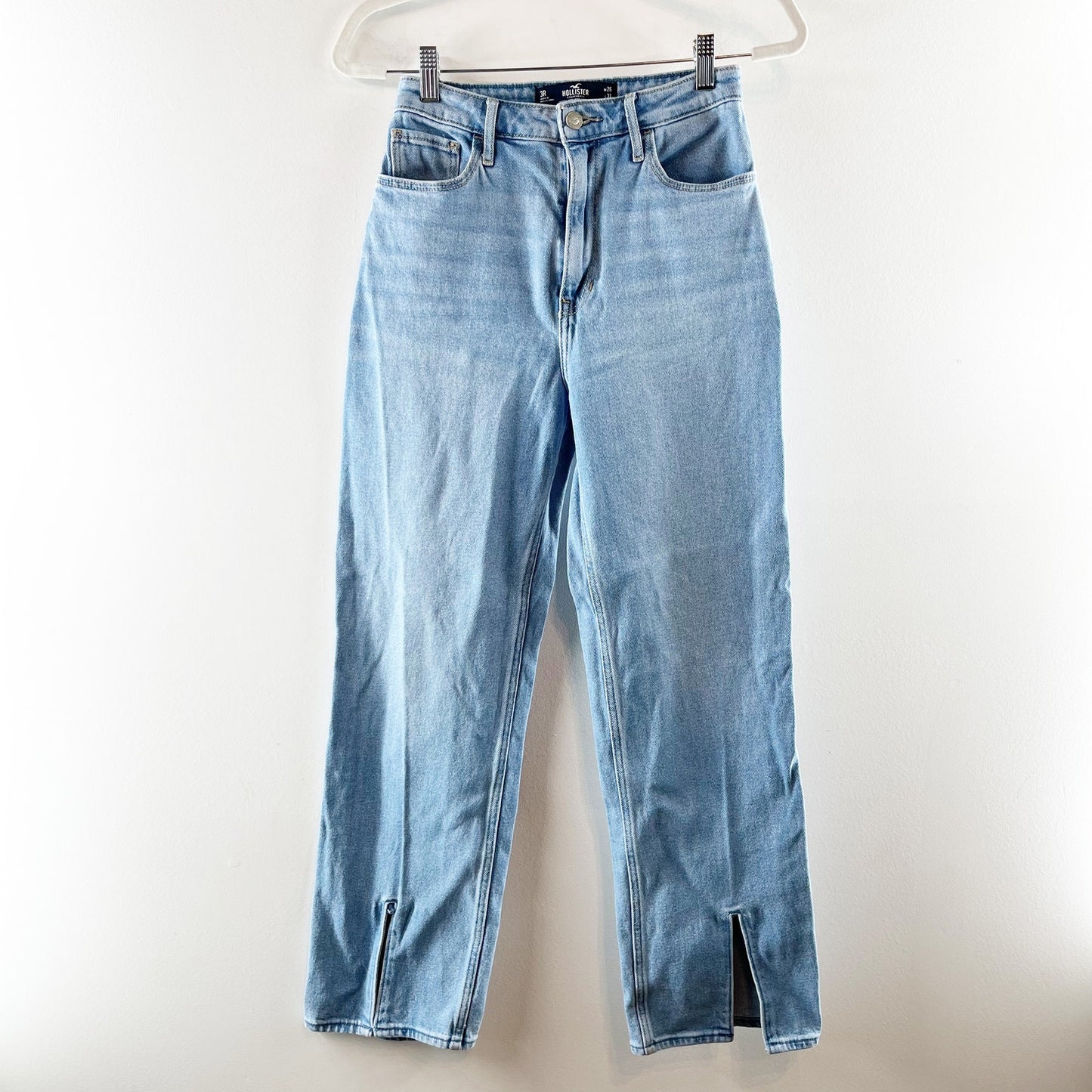 Hollister Ultra High Rise Dad Jeans Slit Hem Blue 26 / 2