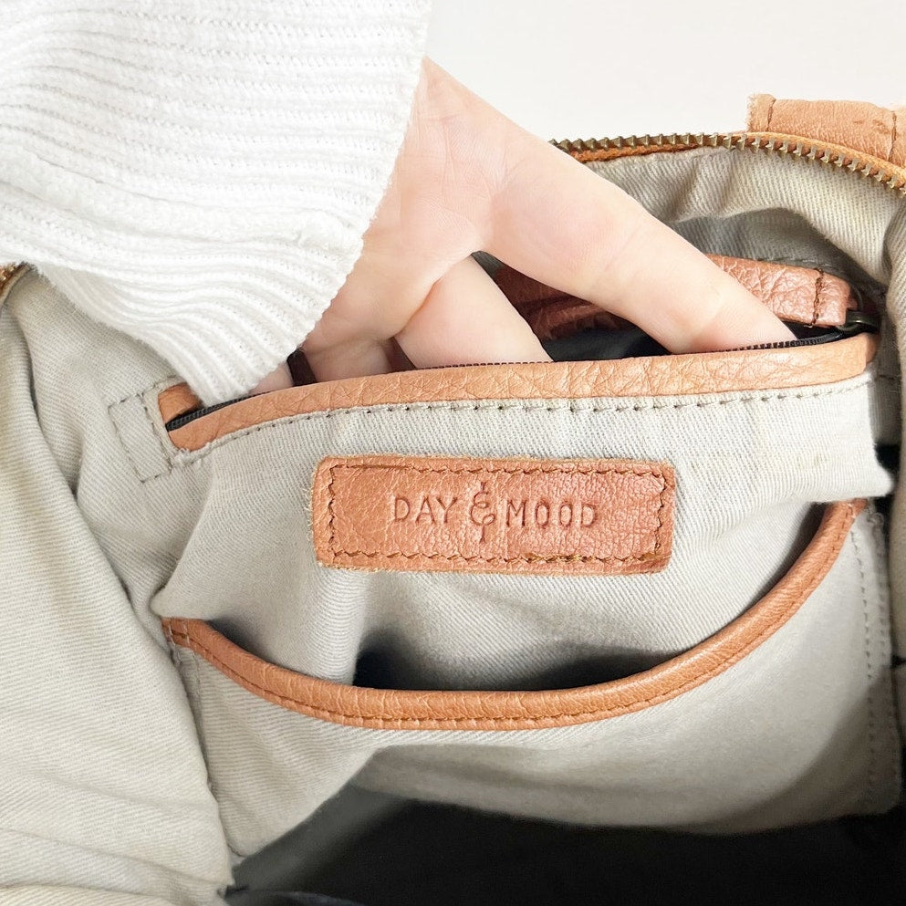 Day & Mood Crossbody Leather Fringe Satchel Purse Bag Brown