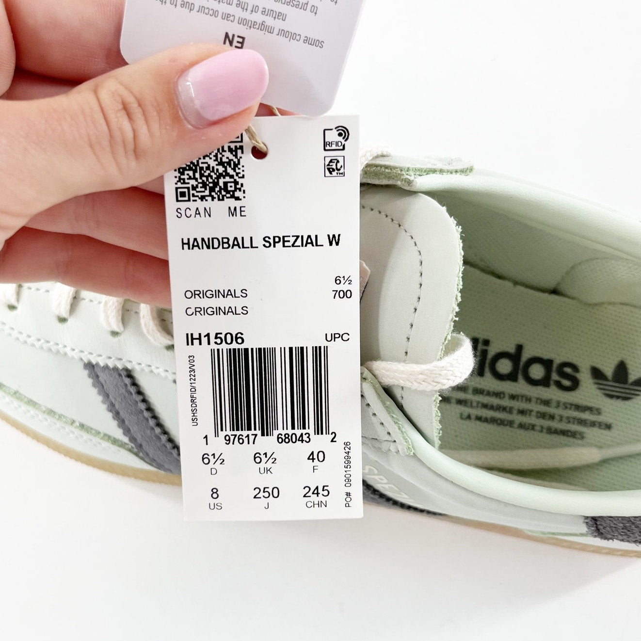 Adidas Handball Spezial Low Top Lace Up Sneakers Linen Green 8