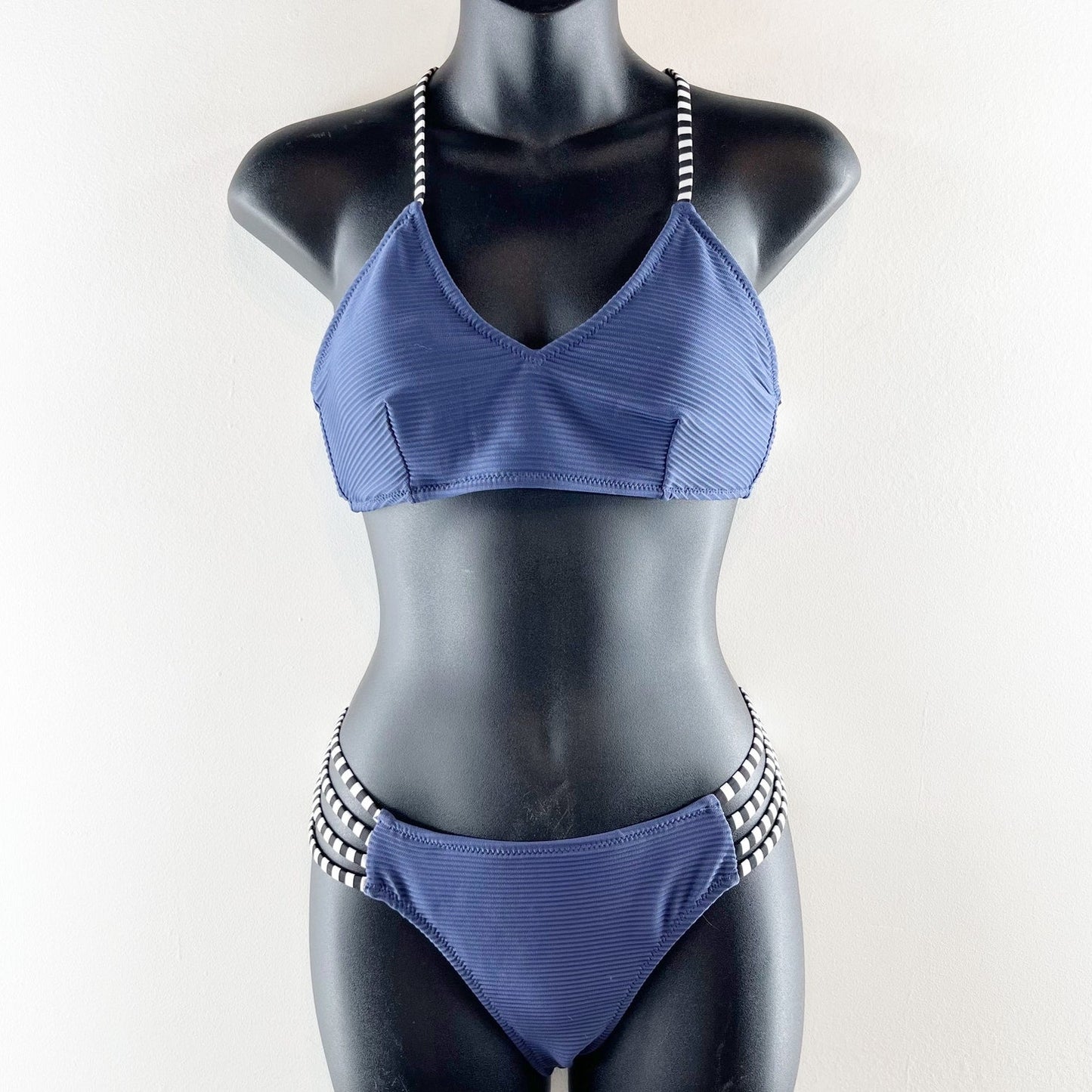 Cupshe Ribbed Two Piece Matching Bikini Set Swimsuit Blue Small