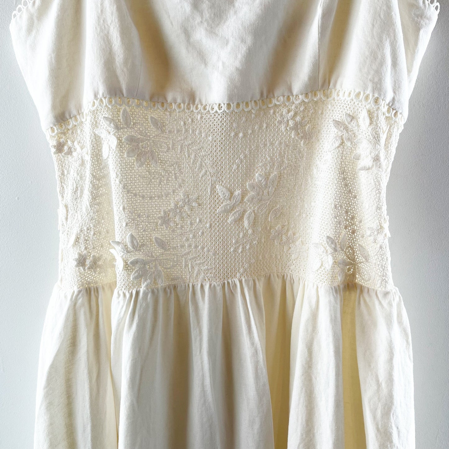 Steve Madden Enza Sleeveless Lace Trim Drop Waist Midi Dress Antique Cream 6